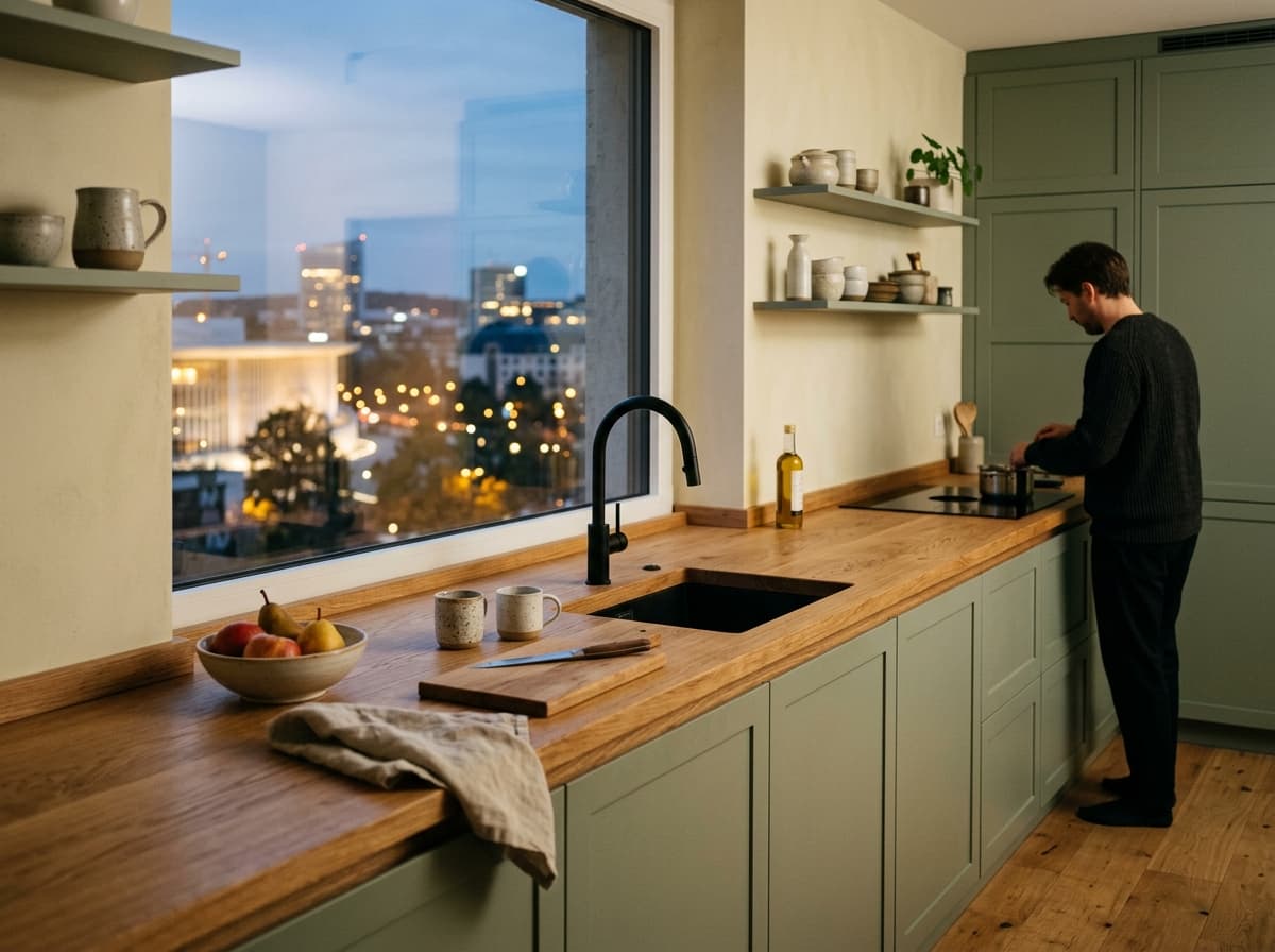 Cuisine posée à Luxembourg-ville, Luxembourg — Penthouse avec plan long
